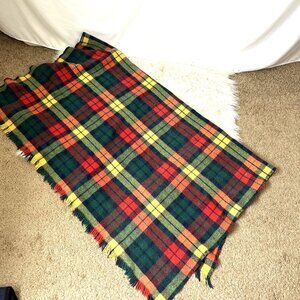 Amana Fine Woolens Fringed Wool Plaid Throw Blanket Vintage